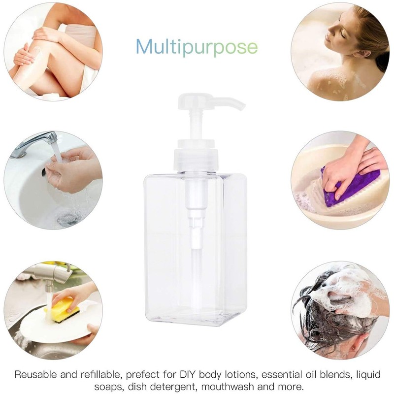 Pump Bottle, Refillable Plastic Empty Lotion Soap Dispenser Liquid Container