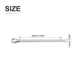 DTGN 1.5 mm x 25 mm (DxL) Cotter Pin Clip Pins - 30 Pack - Good for Machines - 304 Stainless Steel Hair Pin Connectors - Silver