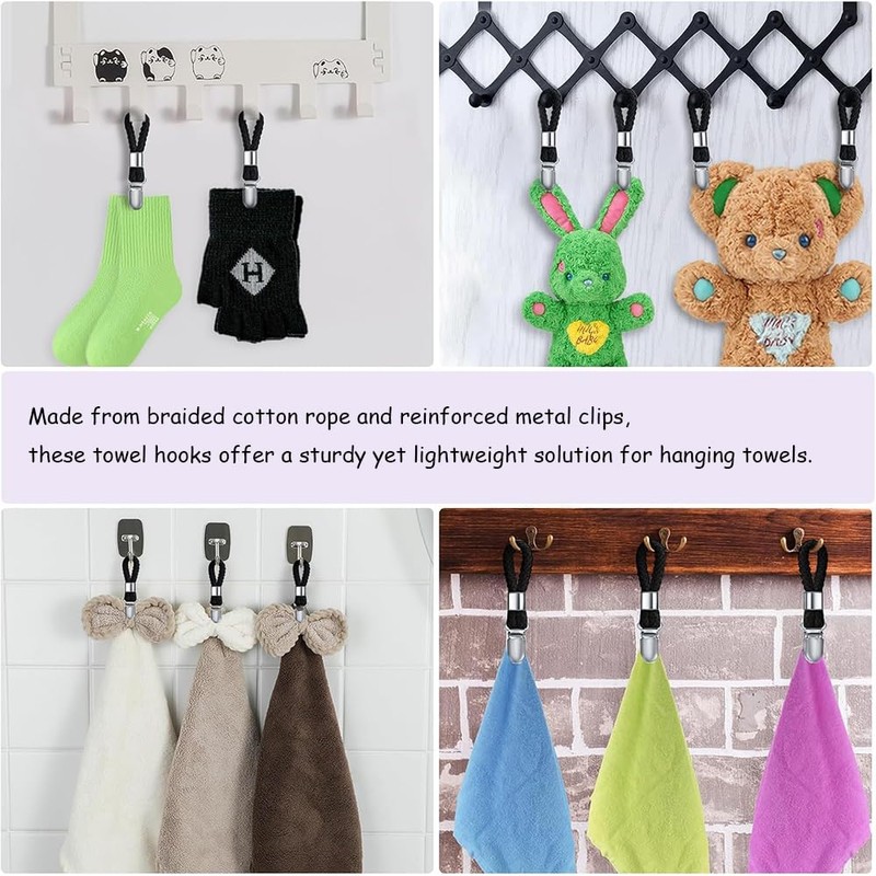 HUATEEN 6 Pack Black Towel Clips - 11.5cm Sturdy Hanging