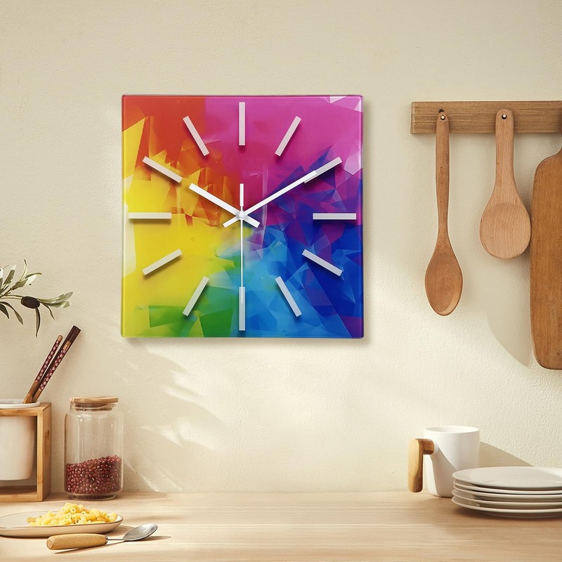 Constantplanet Square Glass Wall Clock Silent - Analog Wall Clock