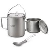 TOMSHOO Lightweight Titanium 3 Pieces Set Titanium 750ml Pot 350ml