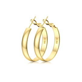 Kakonia 14K Gold Filled Hoop Earrings, 5mm Wide, Hypoallergenic, Lightweight, Classic Hoops for Women