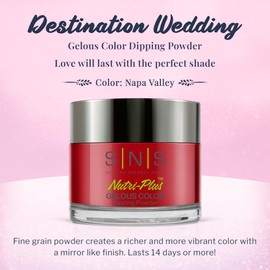 SNS Healthy Natural Nails SNS Nail Dip Powder, Gelous Color Dipping Powder - Napa Valley (Red) - Long-Lasting Dip Nail Color Lasts 14 Days - Low-Odor & No UV Lamp Required - 1.5oz