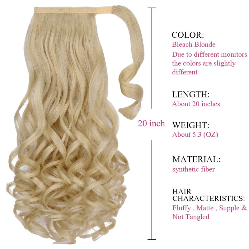 Blonde Ponytail Hair Extension Wavy 20" 5 Oz Clip In