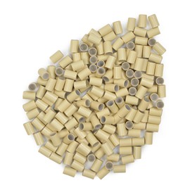 4.0 * 2.8 * 6.0 mm Silicone Lined Micro Ring Beads Copper Tube Micro Link Beads Hair Beads for I-Tip Hair Extensions (200 Pcs, Blonde)