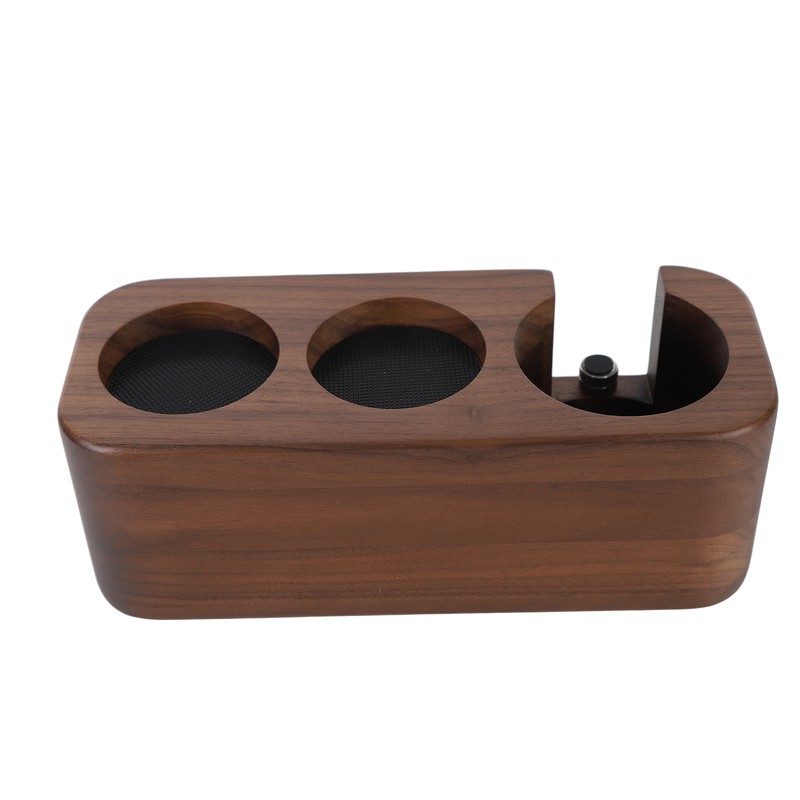 Coffee Tamper Holder 3 Holes Walnut Wood Prevent Slip Stable