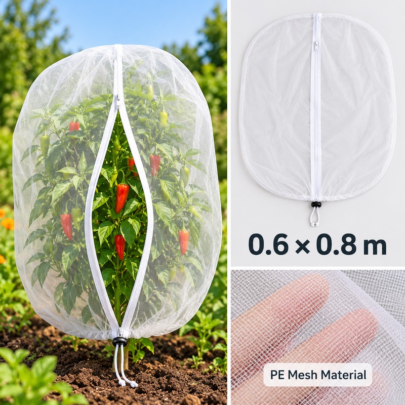 Garden Insect Mesh Cover for Plant Protection – Zipper Drawstring