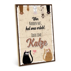 TypeStoff Wooden Sign with Saying - Cat - Vintage Look with Quote as Gift and Decoration on the Theme - HS-01049