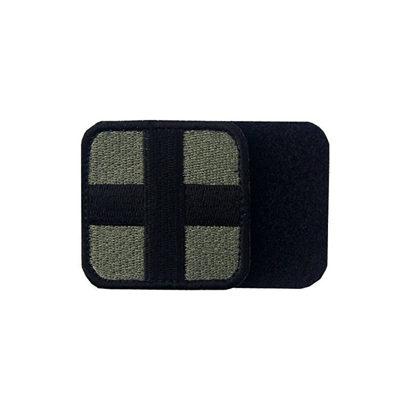 Medic Cross Tactical Embroidered Velcro Patch Olive and Black