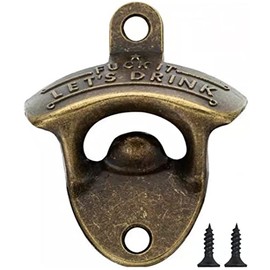 1 x Wall Mounted Bottle Opener It Let's Drink for Wall Mounting – Quickly Mount The Bottle Opener with The Screws Included (Retro)