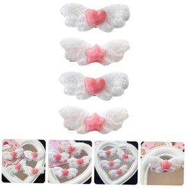 Gatuida 4pcs Cute Angel Wing Hair Clips Sweet Heart Star Barrettes for Teens Soft Hair Accessories for Women for Styling and Fashion Enhancement