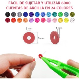 Kit de fabricación de pulseras, 6000+ Cuentas para Pulseras, Cuentas De Arcilla para Hacer Pulseras y Collares con Cuerda,Tijeras Pequeñas