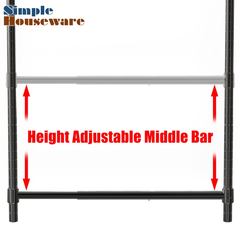 Simple Houseware Adjustable Closet Hanging Rod, Black