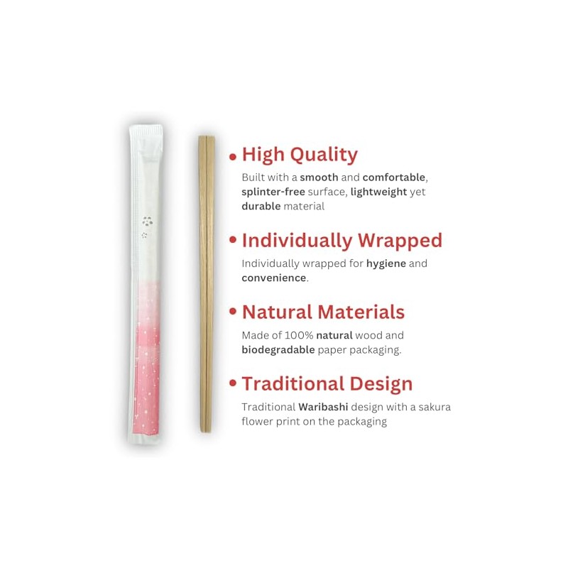 100 Pairs Individually Sealed Disposable Chopsticks