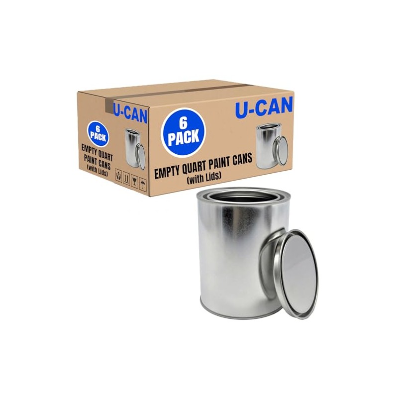 LAUCO Empty Paint Cans with Lids – 32oz, 6 Pack