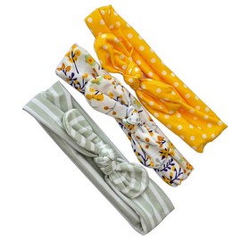 Baby Headbands, Girls Soft Cotton Hair Bands, Pack of 3, Knotted Headband, Turban, Infant Knit Head Bands, Children's Headband, Bow Headwrap, Elastic Hairband