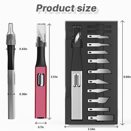 Scimaker Exacto Knife Sets,Hidden Blade Design at The End,10 Different Types of High Qualiry Carbon Steel Exacto Knife Blades.Craft Knife for Crafting,Arts,Modeling,Scrapbooking,Stencil.Grey