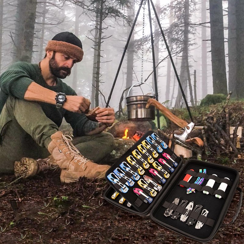 Knife Display Case,62 Slots Knife Case,Knife Storage,Butterfly Knives Storage Organizer,Pocket