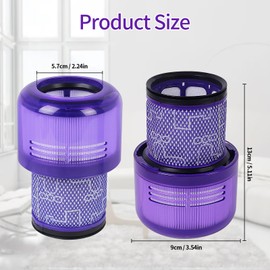 Gudotra Replacement Filter for Dyson V10 Cyclone Series SV12 V10 Absolute Animal Total Clean Motorhead Replacement Filter Reusable DY-969082-01 4 Pack
