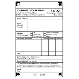 CN22 Shipping Labels - For International & Royal Mail Orders - Customs Exports (100)