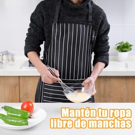 4 Pzs Delantales para Mujeres Hombres,Mandiles de Chef de Ajustable con Bolsillos,Barbacoa Chef Cocina Delantal de Cocina,Adecuado para Restaurante, Hogar, Barbacoa Al Aire (Negro y Blanco)