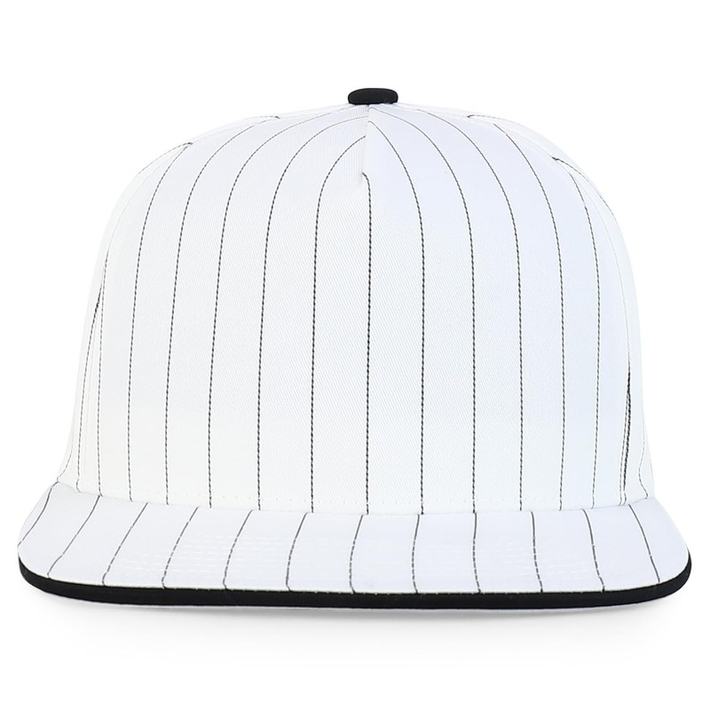 Trendy Apparel Shop 5 Panel Structured Pinstripe Flatbill Snapback Cap
