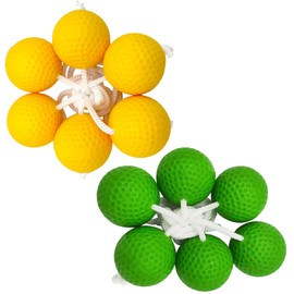 AMSNINK 6 Pairs Outdoor Ladder Golf Balls, Golf Balls, 40 mm Hard PE Golf Training Balls, Ladder Toss Balls, for Group Activities, Children's Activities, Ladder Golf Balls Green + Yellow