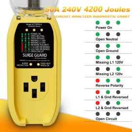 RV Surge Protector 50 Amp Waterproof Upgraded（4200 Joules） Voltage Protection