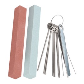 Guitar Polishing Tool, Stainless Steel Fret Files Nut Saddle Sanding Stone Kit with 13 Grinders for Guitar Mandolin Bass Ukulele Banjo, Metal + Stainless Steel (M02802)