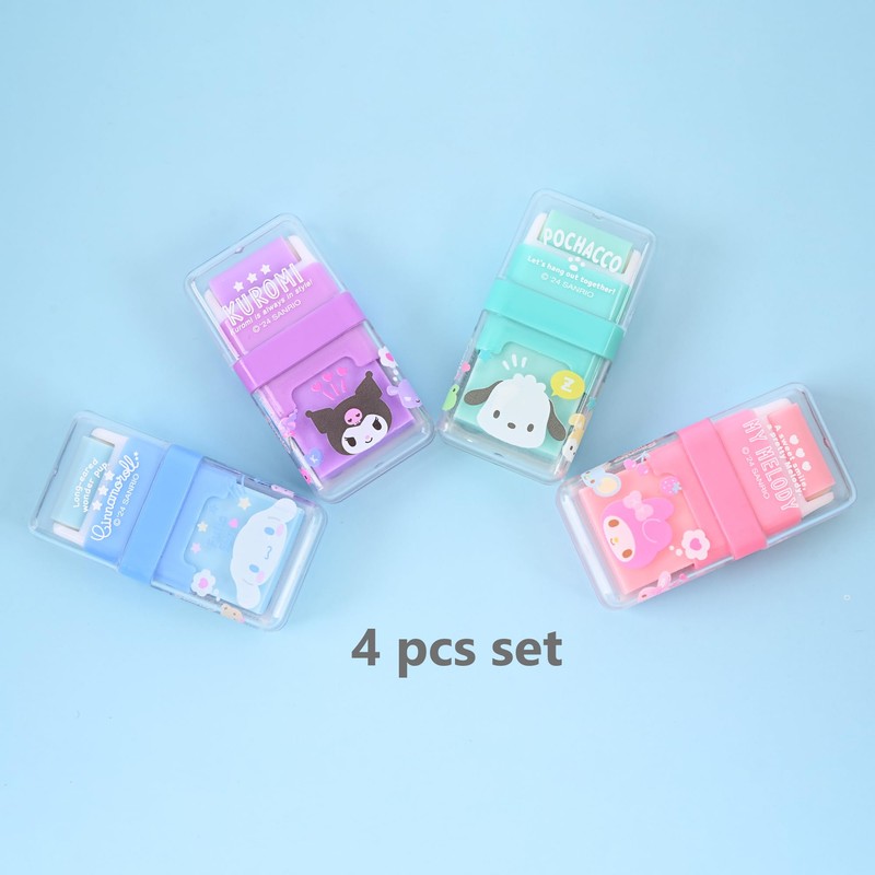 4 Pack Kawaii Cartoon Creative Roller Erasers - Roller Eraser