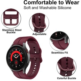 Minggo Galaxy Watch 5 Pro & 5 Band 40/44/45mm, No Gap Replacement for Galaxy Watch 4/4 Classic Band 40/42/44/46mm (Red)