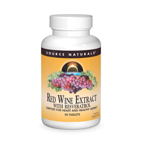 Source Naturals Red Wine Extract with Resveratrol, Support for Heart and Healthy Aging, 30 Tablets