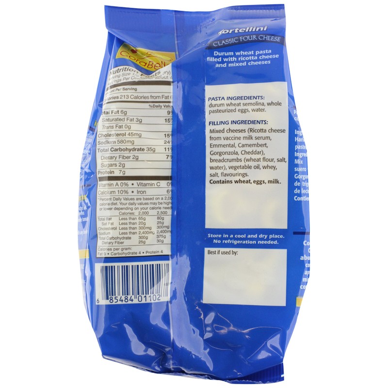 Corabella Four Cheese Tortellini Pasta, Classic,8 Ounce (Pack of 12)