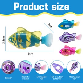 Aomantic Sarl Robot Fish Bath Toy, Pack of 4 Electronic Pet Fish, Electric Fish with Luminous for Children