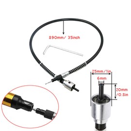 Gasea 6mm Electric Grinder Soft Flexible Drill Extension Shaft with 0.5-6.5mm Key Chuck for Rotary Grinder Tool