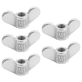 Tuercas mariposa MroMax M12 de acero inoxidable 304, 5 unidades, tono plateado
