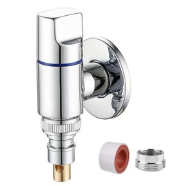 HttDog Washing Machine Faucet with Emergency Stop Valve Automatic Water Stop Backflow Prevention Valve Brass Water Leak Prevention Replacement Single Faucet Universal Faucet Standard G1/2 (Silver)