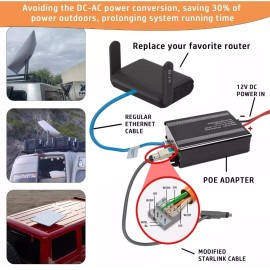 Beciety Starlink Passive PoE Injector, 12V to 48V DC Step UP Converter for Starlink V2