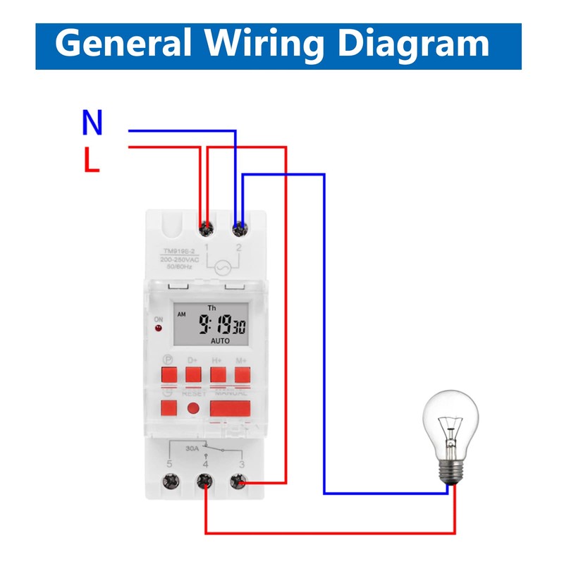 AC 85-265V 30A Timer Switches TM919BK Digital Timer 24Hours 7Days