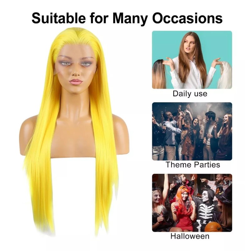 Sourcing Map De Moda Peluca Larga Lisa Para Uso Diario