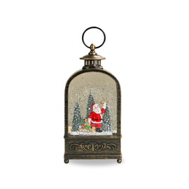 HOME ARCHIVE Christmas Musical Snow Globe Lantern Spinning Water Glittering USB/Battery Operated for Home Christmas Decorations (Santa Claus with Teddy and Gifts)