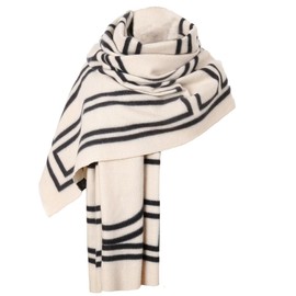 White Fang MA217 Women's Scarf, Autumn and Winter, Shawl, Large, Cold Protection, Warm, Elegant, Stylish,, white