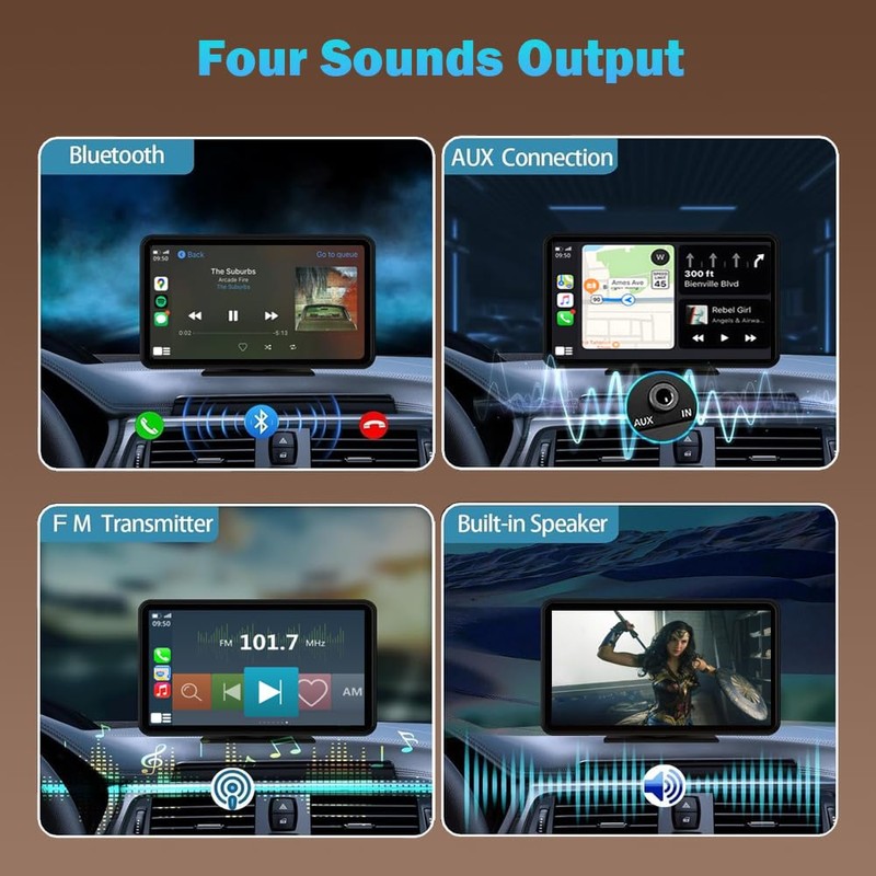Wireless Carplay Screen for Car 7" Portable Apple Carplay &
