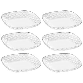 Barski - European Glass - Salad - Dessert - Square - Plate - Artistically Designed - 7" Diameter - Set of 6 - Made in Europe