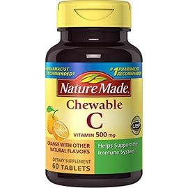 Nature Made Chewable Vitamin C 500 mg Tablets, 60 Count to Help Support the Immune System (Pack of 3)