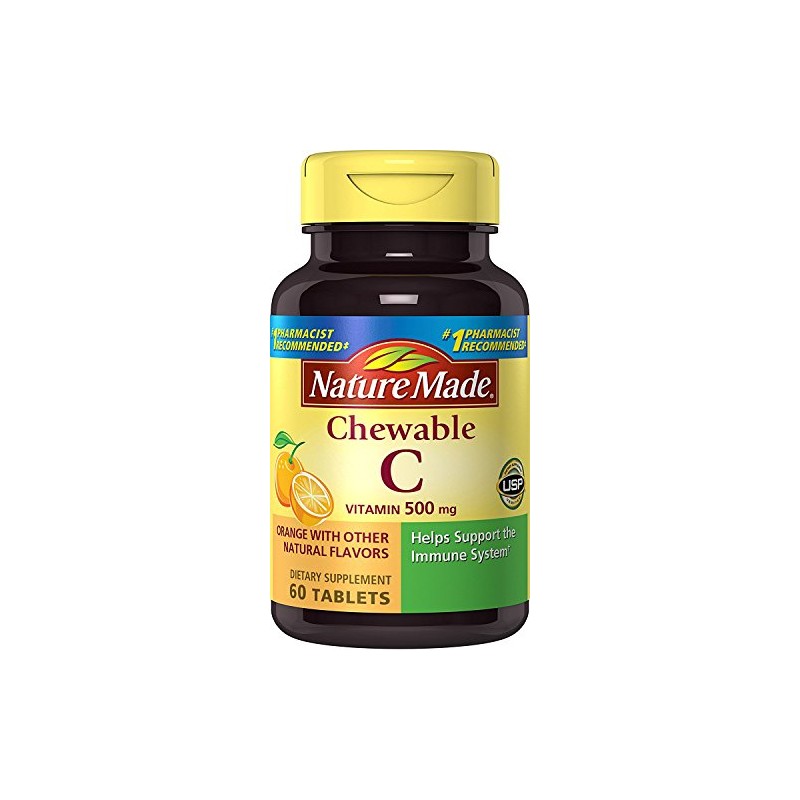 Nature Made Chewable Vitamin C 500 mg Tablets, 60 Count