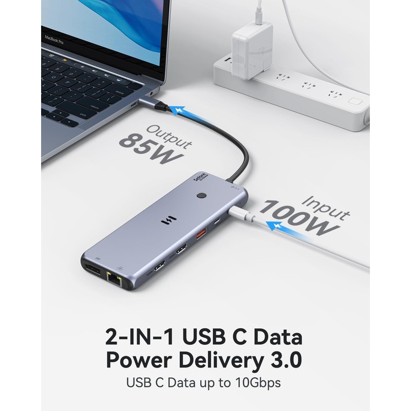 13-in-1 USB C Docking Station Triple Monitor,[One-Touch Screen Switching], USB