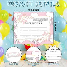 Baptism Certificates, Baptism Certificates for Church, Baby Dedication Certificates, Pink Certificates for Baptism Supplies for Baby Boy Girl, Certificates of Recognition dd17