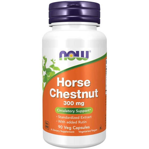 NOW Supplements, Horse Chestnut 300 mg with Added Rutin, Circulatory Support*, 90 Veg Capsules
