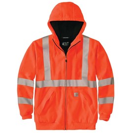 Carhartt Men's Big & Tall High-Visibility Rain Defender Loose Fit Midweight Thermal-Lined Full-Zip Class 3 Sweatshirt, Brite Orange, XX-Large/Tall